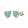 Outlet 🛒 Sabrina Designs 14k Gold & Diamond Turquoise Heart Earrings for 👩 women 👏