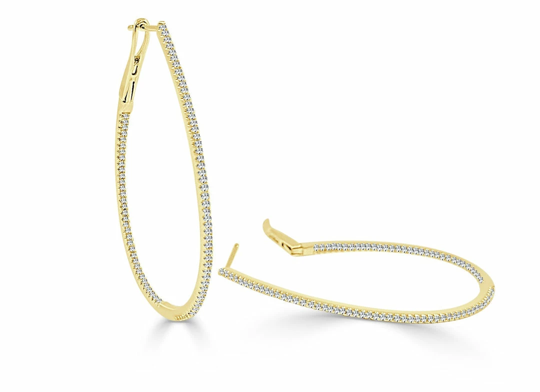 Brand new ✨ Sabrina Designs 14k Gold & Diamond Skinny Hoop Earrings 1-3/4" for 👩 women 🎉 7 Brand new ✨ Sabrina Designs 14k Gold & Diamond Skinny Hoop Earrings 1-3/4" for 👩 women 🎉 - Image 5