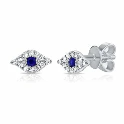 Cheapest 🧨 Sabrina Designs 14k Gold & Diamond Sapphire Evil Eye Studs for 👩 women 🛒