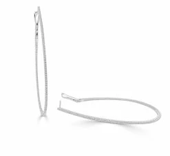 Deals 💯 Sabrina Designs 14k Gold & Diamond Skinny Hoop Earrings 2-1/2" for 👩 women 🥰