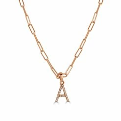 Outlet โจ Sabrina Designs 14k Rose Gold & Diamond Paperclip Initial Necklace for ๐ฉ women ๐คฉ