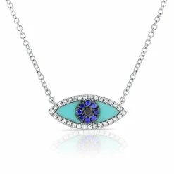 New 🥰 Sabrina Designs 14k Gold & Diamond Turquoise Evil Eye Necklace for 👩 women 🌟