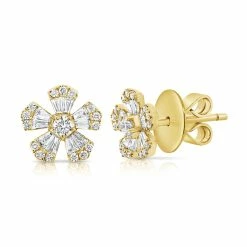 Cheapest ⭐ Sabrina Designs 14k Gold & Diamond Baguette Flower Stud Earrings for 👩 women 🎁