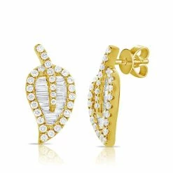 Best reviews of ✔️ Sabrina Designs 14k Gold & Diamond Baguette Leaf Stud Earrings for 👩 women 🔥