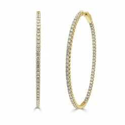 Best Pirce 🌟 Sabrina Designs 14k Gold & Diamond Oval Hoop Earrings - 2.25'' for 👩 women 👏