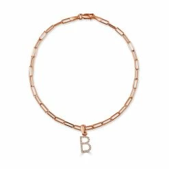 Discount 🤩 Sabrina Designs 14k Rose Gold & Diamond Initial Link Bracelet for 👩 women 🔥