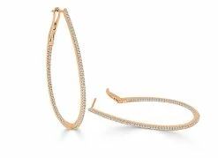 Brand new ✨ Sabrina Designs 14k Gold & Diamond Skinny Hoop Earrings 1-3/4" for 👩 women 🎉