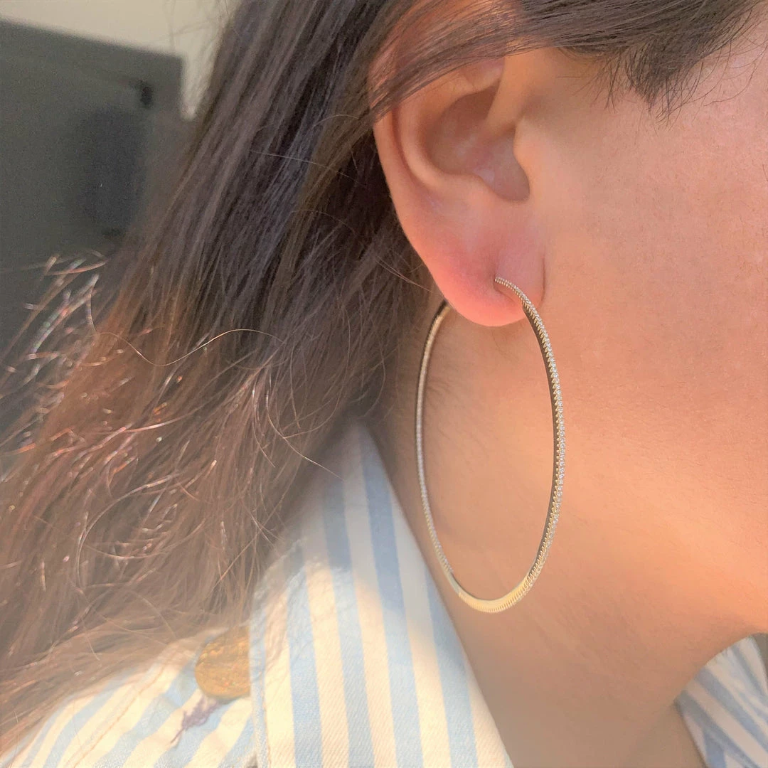 Best Sale π₯ Sabrina Designs 14k Gold & Diamond Skinny Hoop Earrings 2.5" for π© women π 5 Best Sale π₯ Sabrina Designs 14k Gold & Diamond Skinny Hoop Earrings 2.5" for π© women π - Image 3