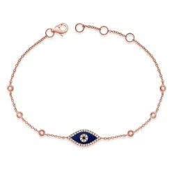 New โจ Sabrina Designs 14k Gold & Diamond Lapis Evil Eye Bracelet for ๐ฉ women ๐งจ