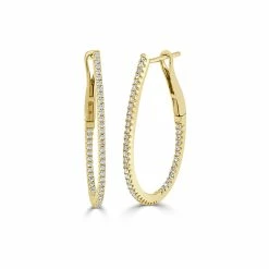 Cheapest 🎁 Sabrina Designs 14k Gold & Diamond Skinny Hoop Earrings 1" for 👩 women 🧨