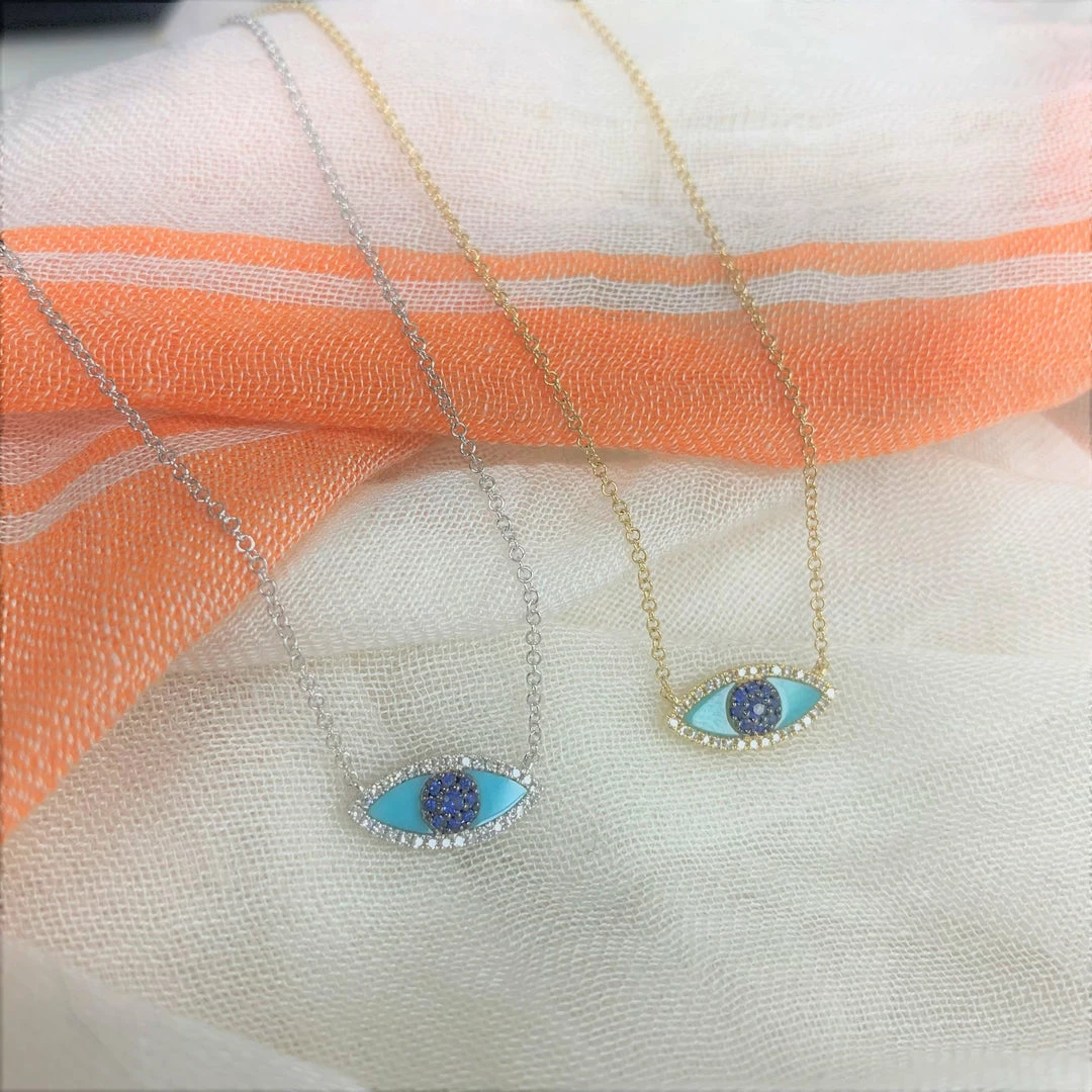 New π₯° Sabrina Designs 14k Gold & Diamond Turquoise Evil Eye Necklace for π© women π 6 New π₯° Sabrina Designs 14k Gold & Diamond Turquoise Evil Eye Necklace for π© women π - Image 4