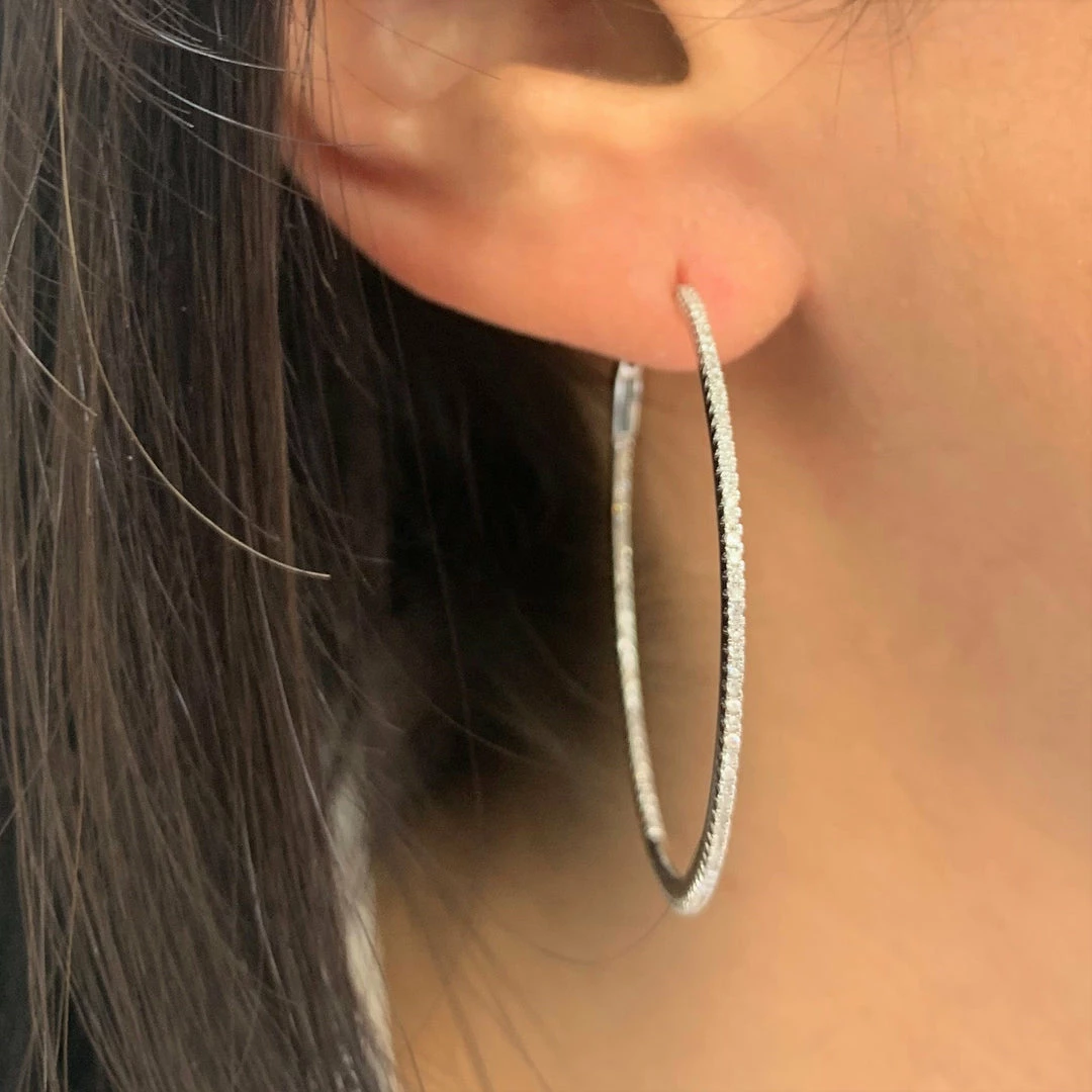 Best Sale 🌟 Sabrina Designs 14k Gold & Diamond Skinny Hoop Earrings 1.5" for 👩 women ⌛ 5 Best Sale 🌟 Sabrina Designs 14k Gold & Diamond Skinny Hoop Earrings 1.5" for 👩 women ⌛ - Image 3